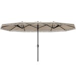 OUTSUNNY Parasol style bohème à franges XXL dim. 4,5 x 2,65 x 2,6 m ouverture fermeture manivelle métal tissu beige clair