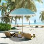 Voir la diapositive 2 : OUTSUNNY Parasol de plage design à franges dia. 1,7 m H. réglable mât effet bois tissu UPF50+ sac transport bleu