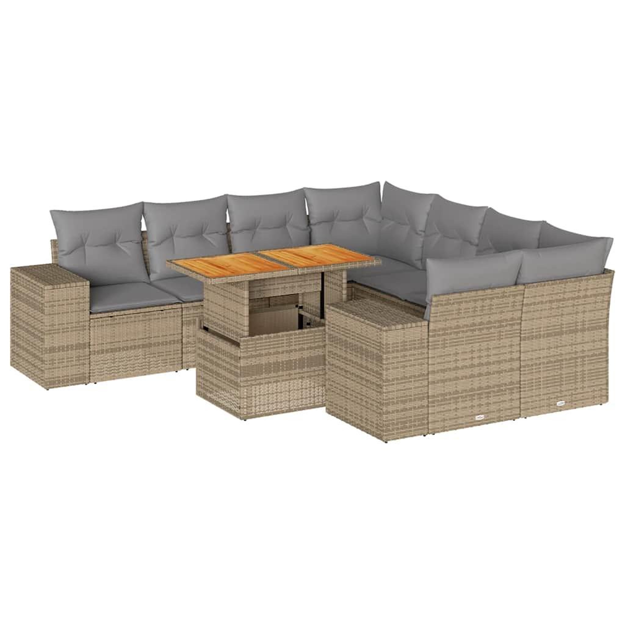 Voir la diapositive 2 : VIDAXL Salon de jardin avec coussins 9 pcs beige resine tressee