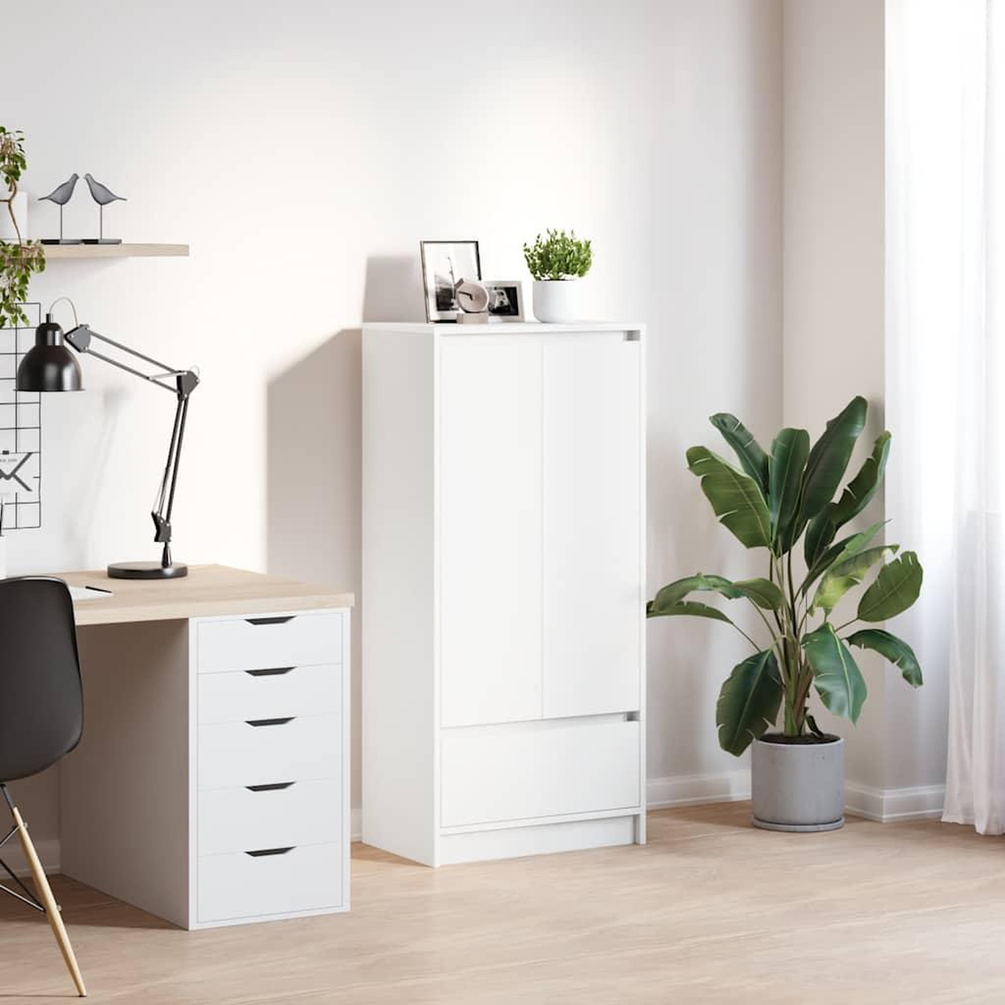 VIDAXL Armoire avec tiroir blanc 55,5x34x119,5 cm bois d'ingenierie