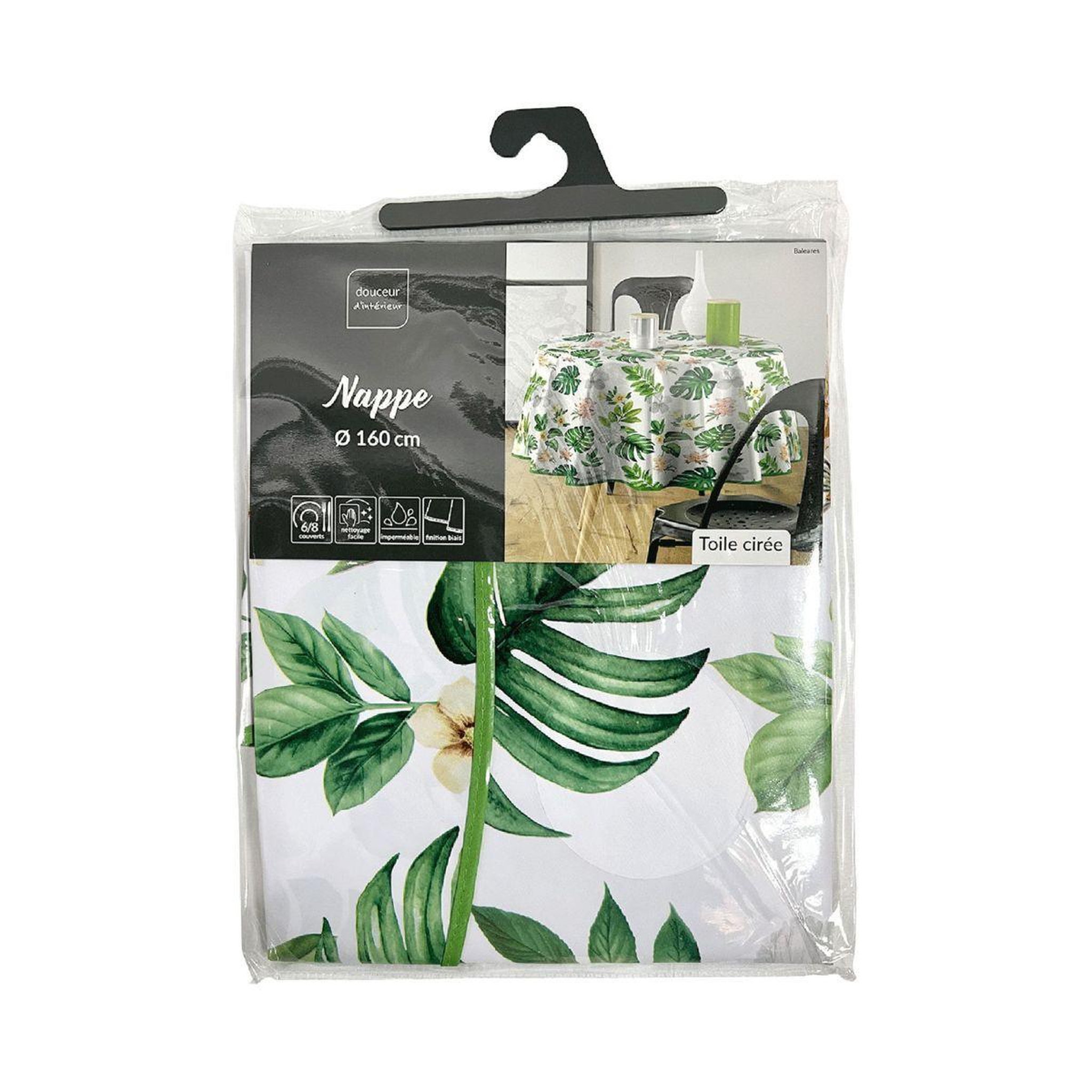 Voir la diapositive 2 : Douceur d'Intérieur Nappe toile cirée ronde  baleares  160cm vert