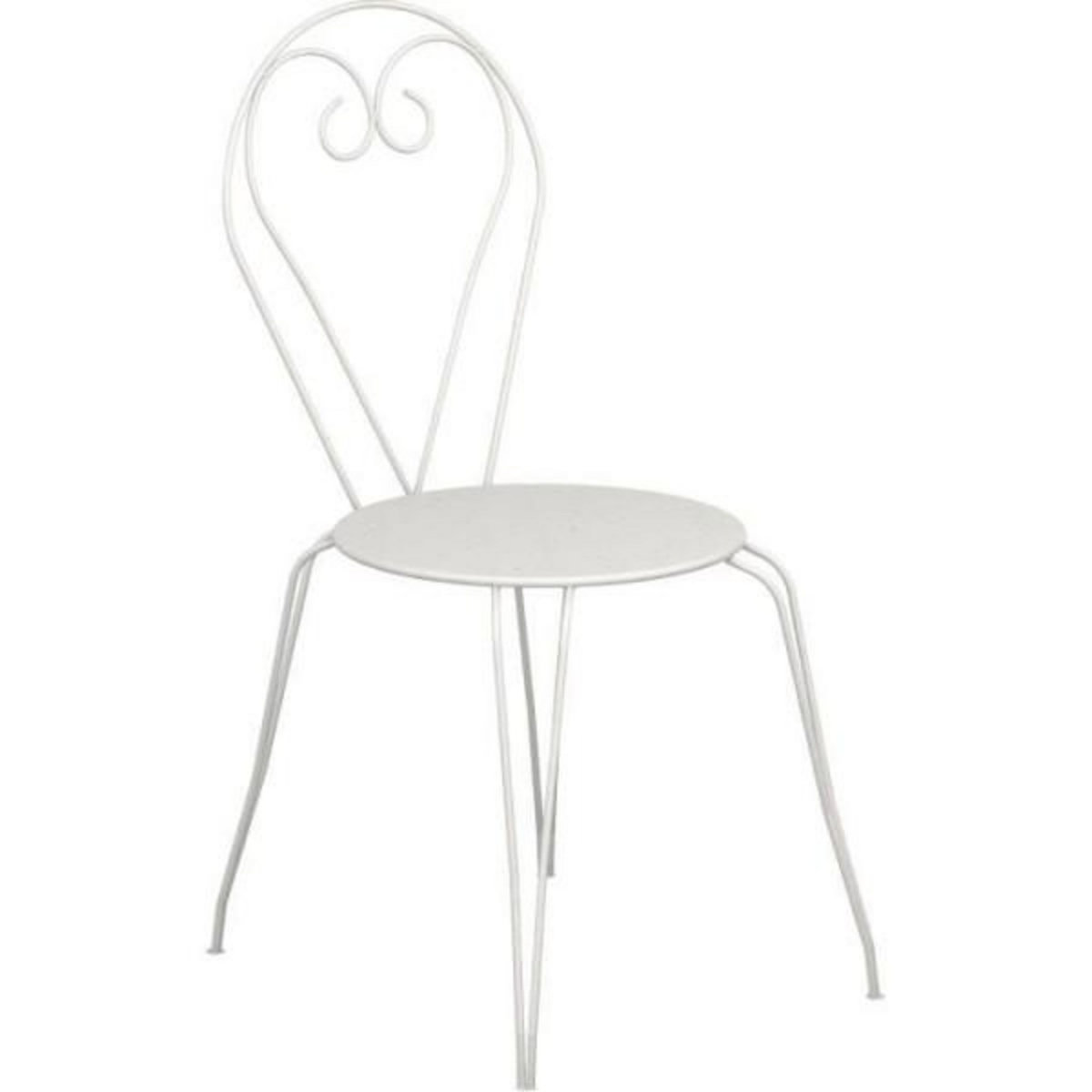 MARKET24 Chaises de jardin romantique empilable en fer forgé - Blanc - Lot de 4