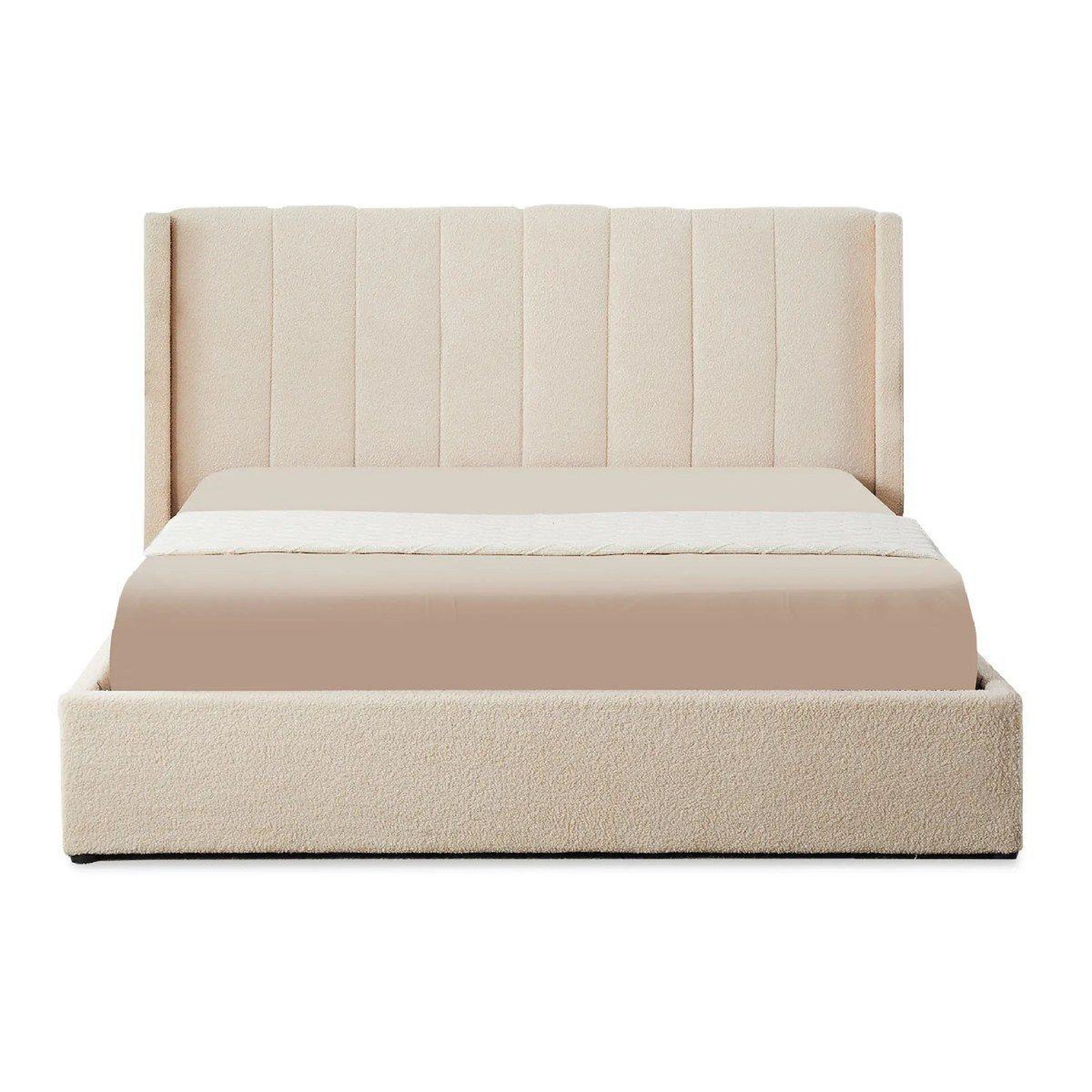 Paris Prix Lit double coffre tissu bouclette  somia  180x200cm crème