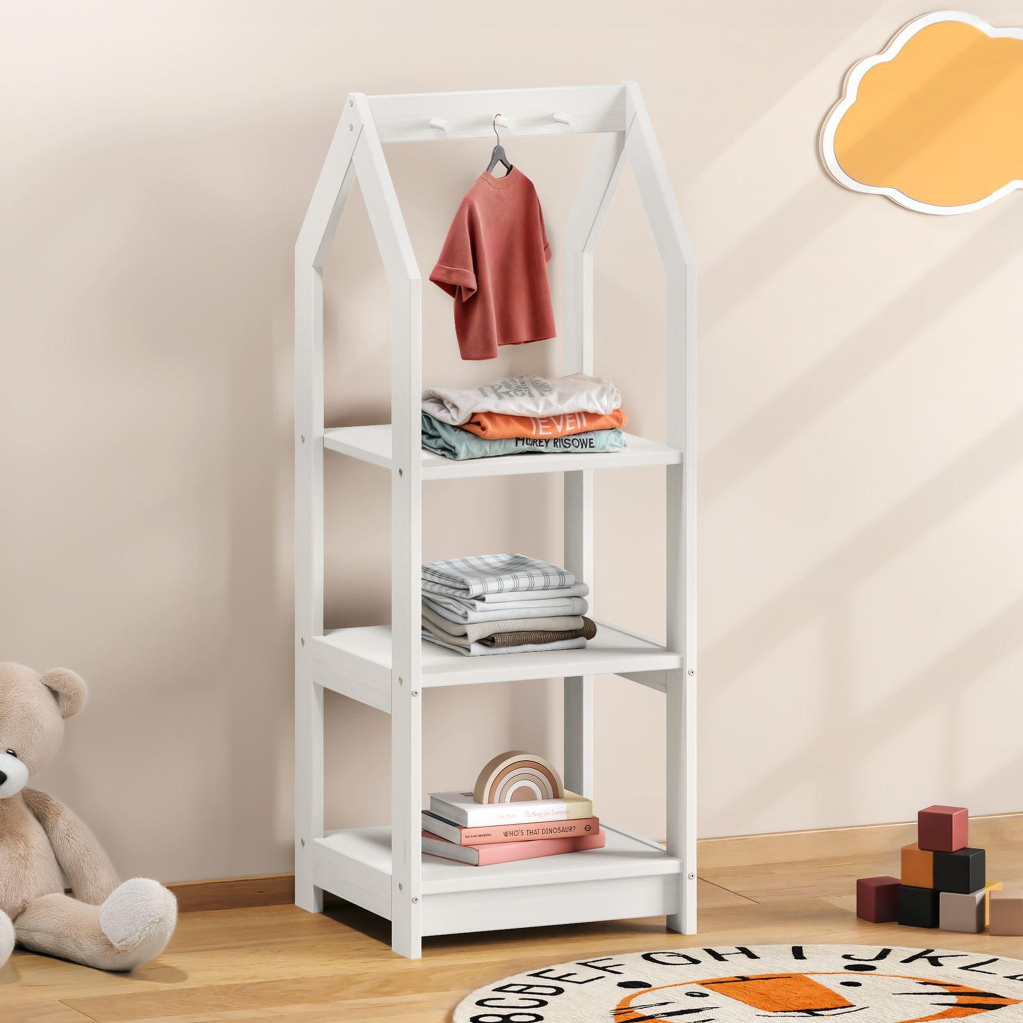 Voir la diapositive 3 : IDIMEX Étagère à vêtements enfant SALLY en pin massif