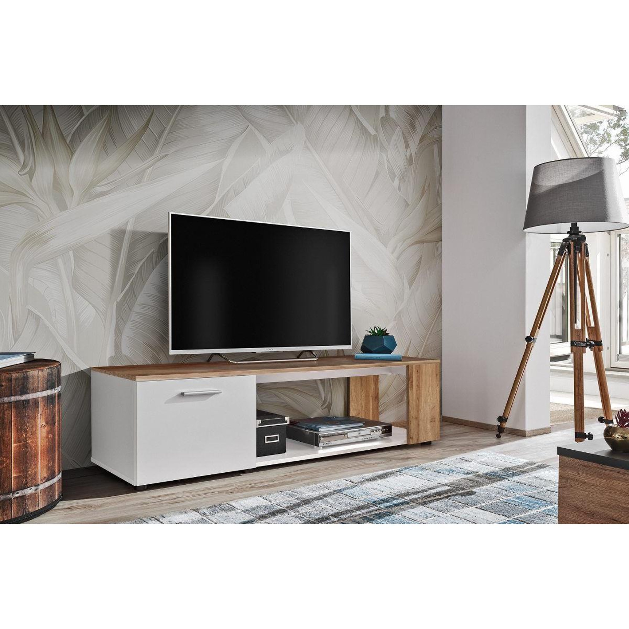 Voir la diapositive 2 : Paris Prix Meuble tv  rtv maze i  150cm blanc & naturel