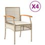 Voir la diapositive 2 : VIDAXL Chaises de jardin coussins lot de 4 beige resine tressee acacia