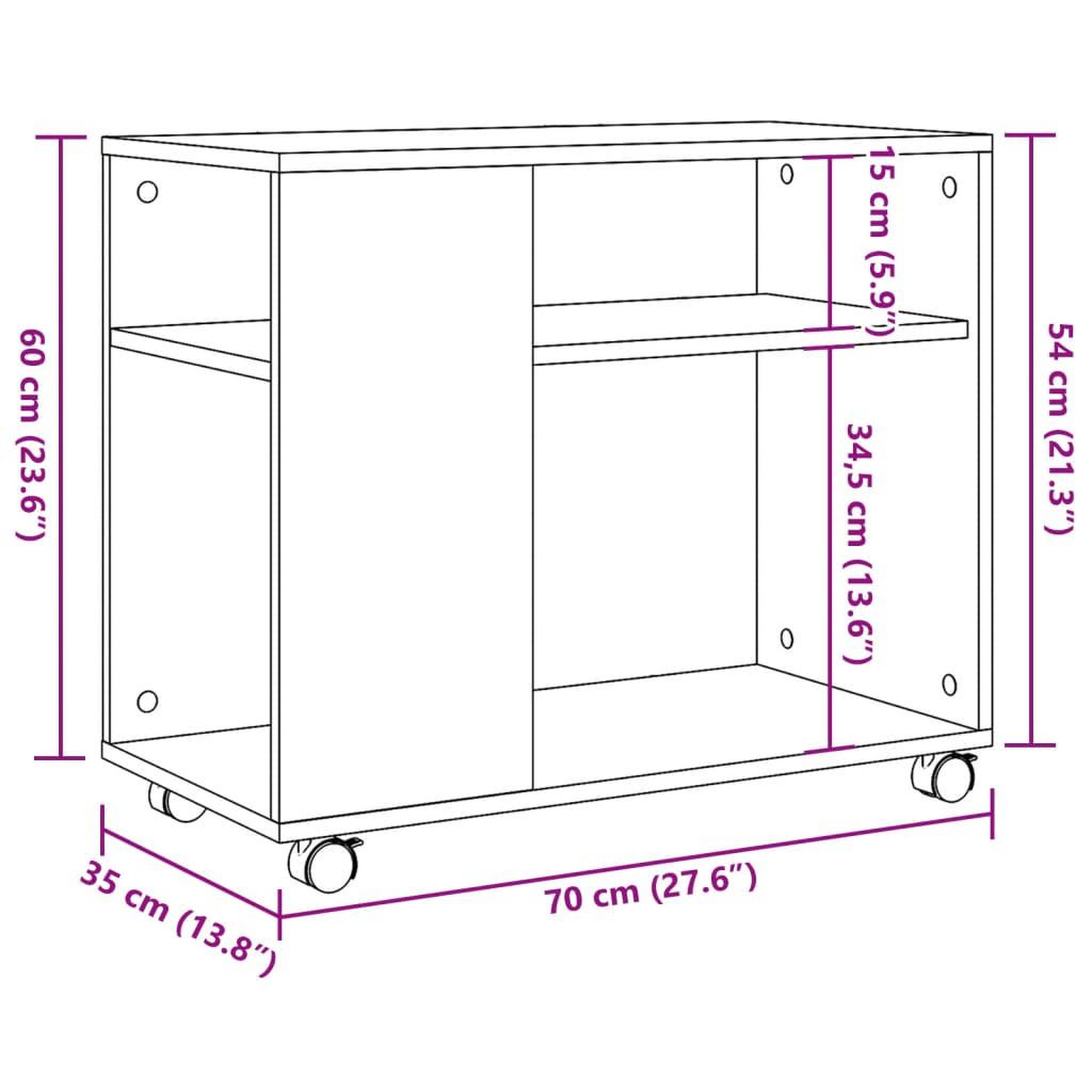 Voir la diapositive 6 : VIDAXL Table d'appoint avec roues chene marron bois d'ingenierie