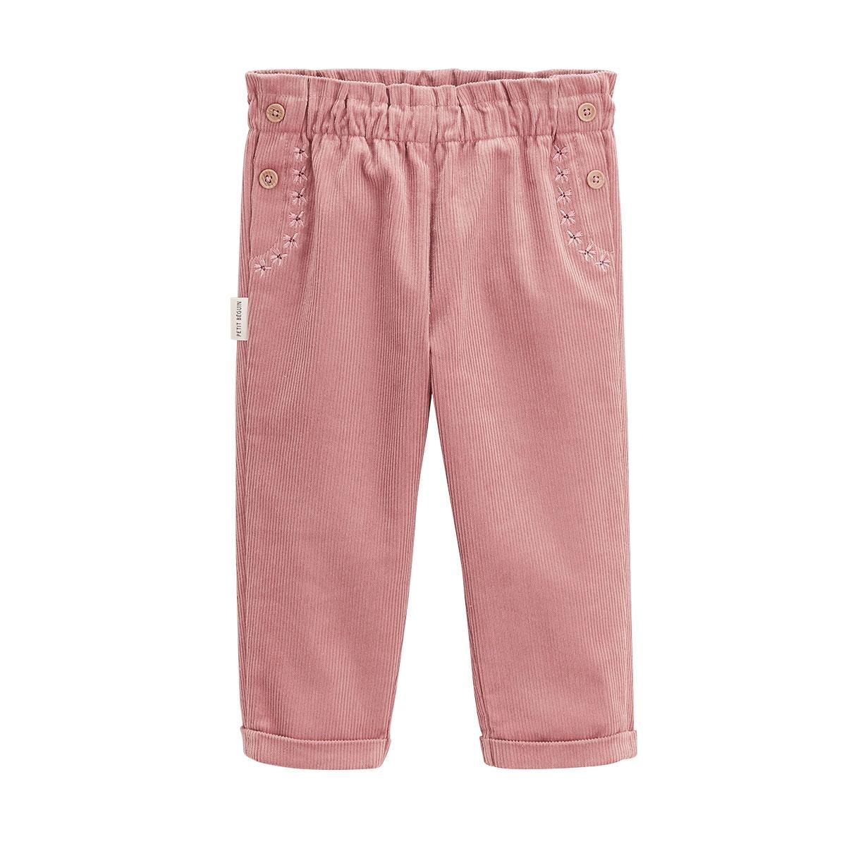 Petit Béguin Pantalon bébé en velours côtelé Rosa