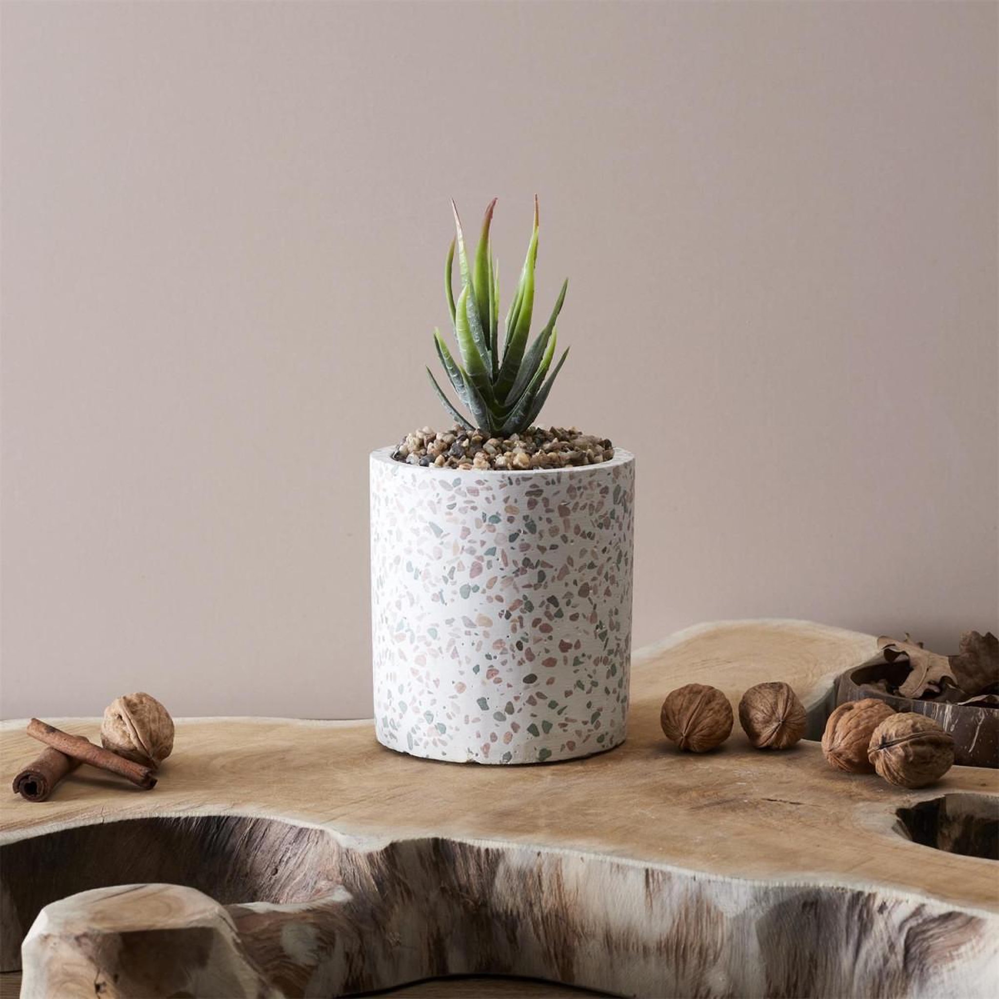 Voir la diapositive 2 : The Home Deco Factory Plante artificielle en pot  terrazzo  11cm multicolore