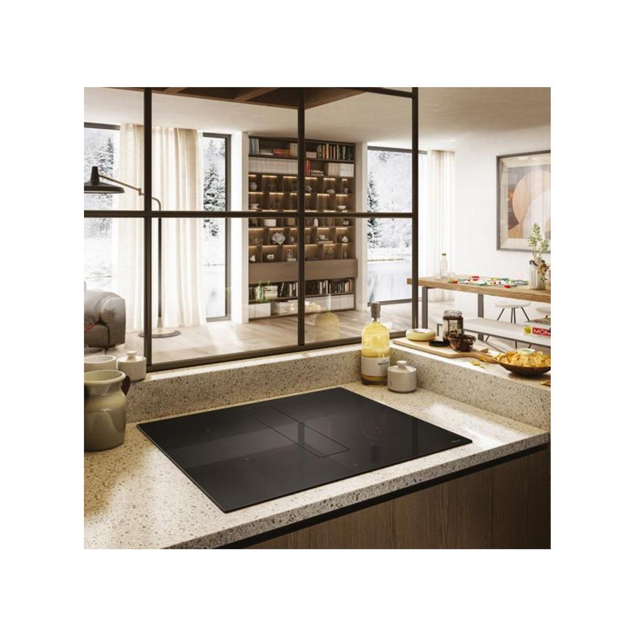 Voir la diapositive 4 : ELICA Table de cuisson aspirante induction 72cm 4 feux 7400w noir - prf0210741