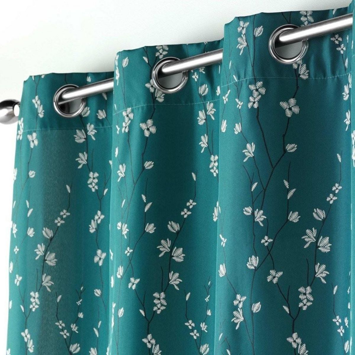 Douceur d'Intérieur Rideau à œillets 140x260 Sakura émeraude