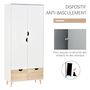 Voir la diapositive 5 : HOMCOM Armoire de rangement design scandinave - armoire de chambre - placard 2 portes avec penderie et étagère - 2 tiroirs coulissants - panneaux particules blanc chêne clair