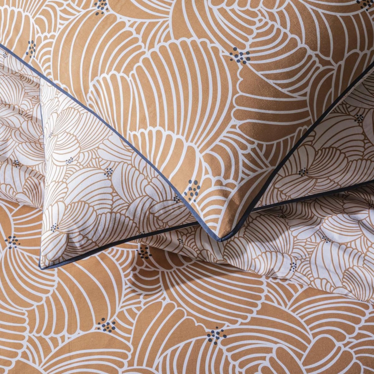 FUTURE HOME Parure de lit 2 personnes graphique floral en coton