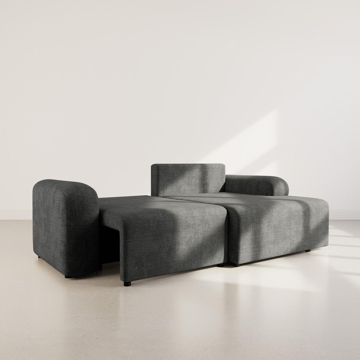 BEST MOBILIER Rebecca - canapé d'angle droit 4 places convertible avec coffre en velours texturé