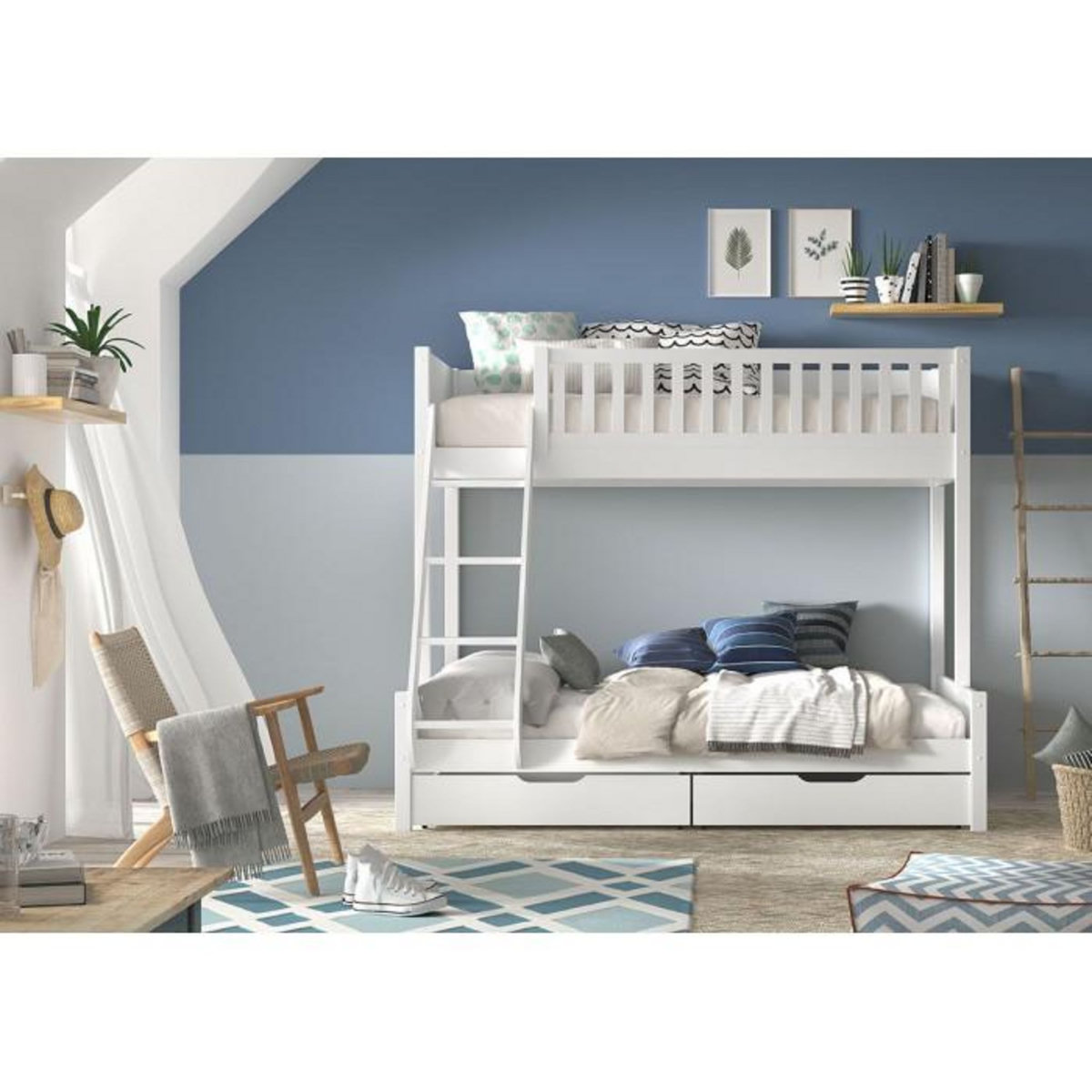 Paris Prix Pack - Lit Familial & 2 Tiroirs  Scott  Blanc