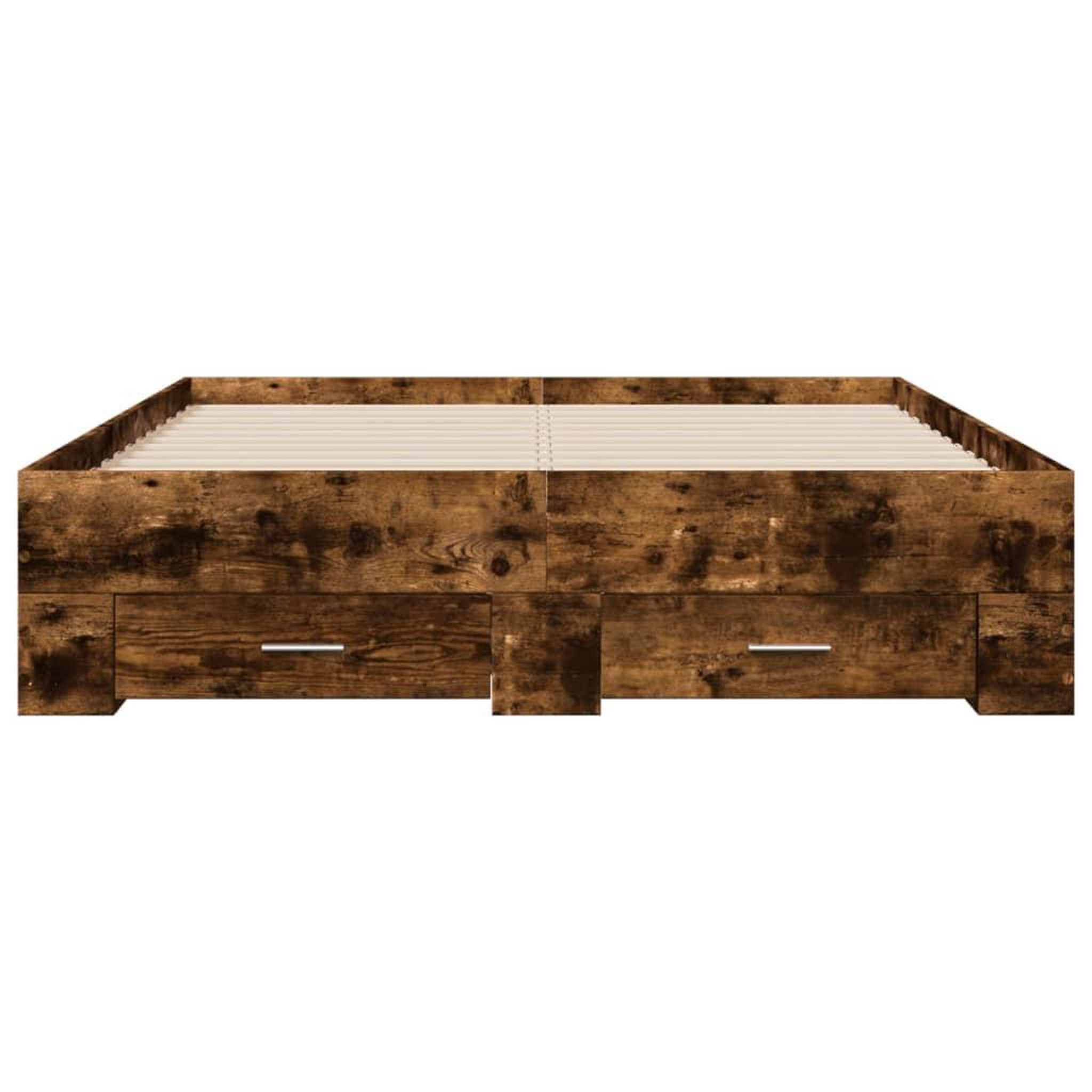 Voir la diapositive 4 : VIDAXL Cadre de lit avec tiroirs sans matelas chene fume 120x190 cm