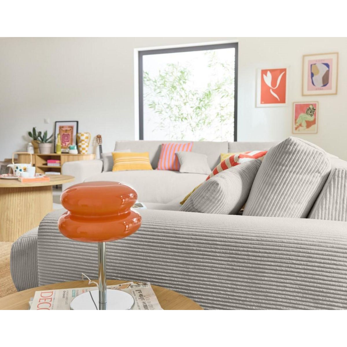 LISA DESIGN Garance - canapé modulable d'angle gauche - 8 places - en velours côtelé