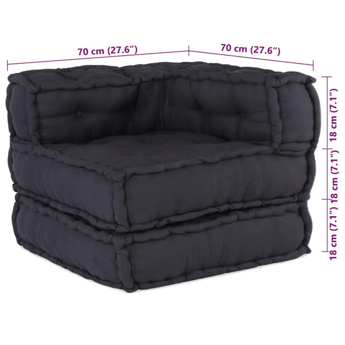 VIDAXL Pouf modulaire anthracite 70x70x54 tissu