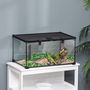 Voir la diapositive 2 : PAWHUT Terrarium en verre - vivarium reptiles & batraciens - habitat tortue - couvercle grillagé coulissant verrouillable - distributeur eau, thermomètre inclus - métal noir verre