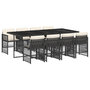 Voir la diapositive 2 : VIDAXL Ensemble a manger de jardin 9pcs coussins noir resine tressee