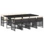 Voir la diapositive 2 : VIDAXL Ensemble a manger de jardin 9pcs coussins noir resine tressee