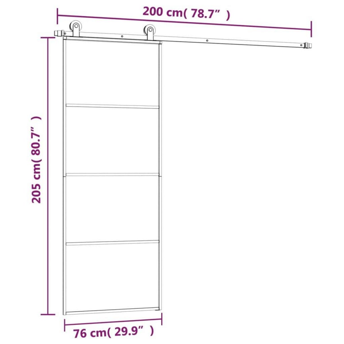 VIDAXL Porte coulissante avec kit de quincaillerie 76x205 cm Verre ESG