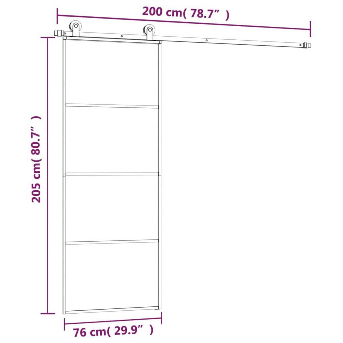 VIDAXL Porte coulissante avec kit de quincaillerie 76x205 cm Verre ESG