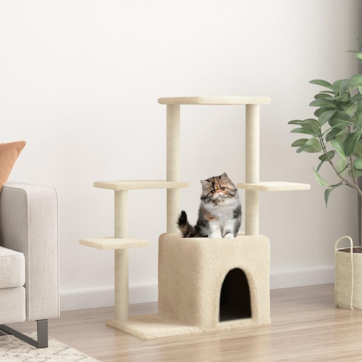 VIDAXL Arbre a chat avec griffoirs en sisal creme 97,5 cm