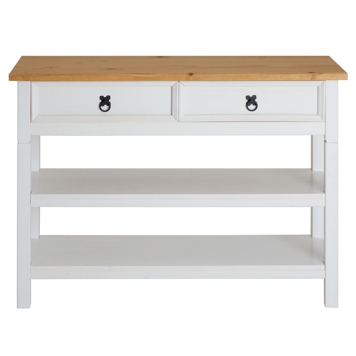 IDIMEX Table console en pin TEQUILA style mexicain, 1 tiroir et 2 étagères