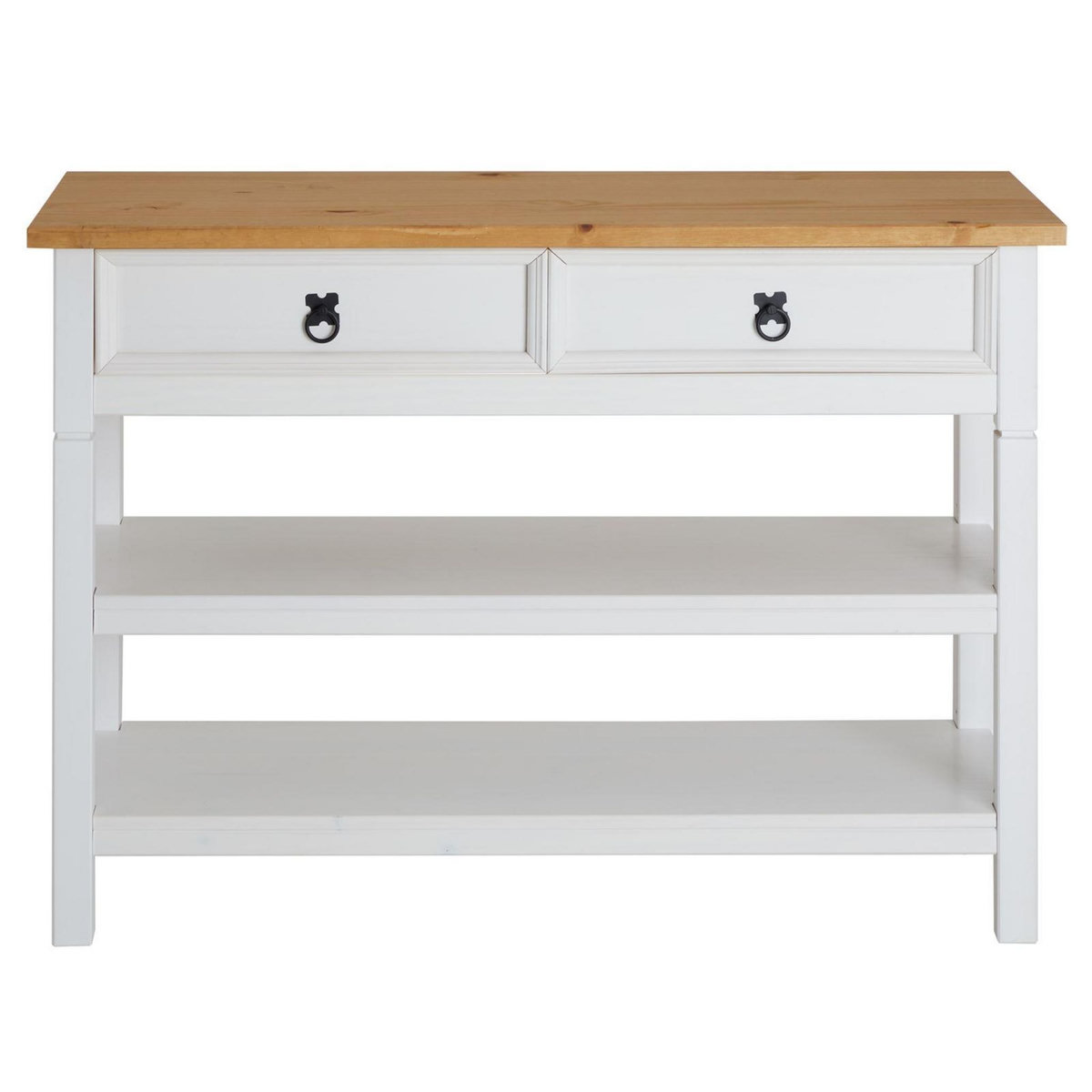 IDIMEX Table console en pin TEQUILA style mexicain, 1 tiroir et 2 étagères