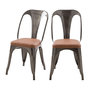 Voir la diapositive 1 : Rendez vous déco Lot de 2 chaises en métal gris et cuir synthétique marron-Charly