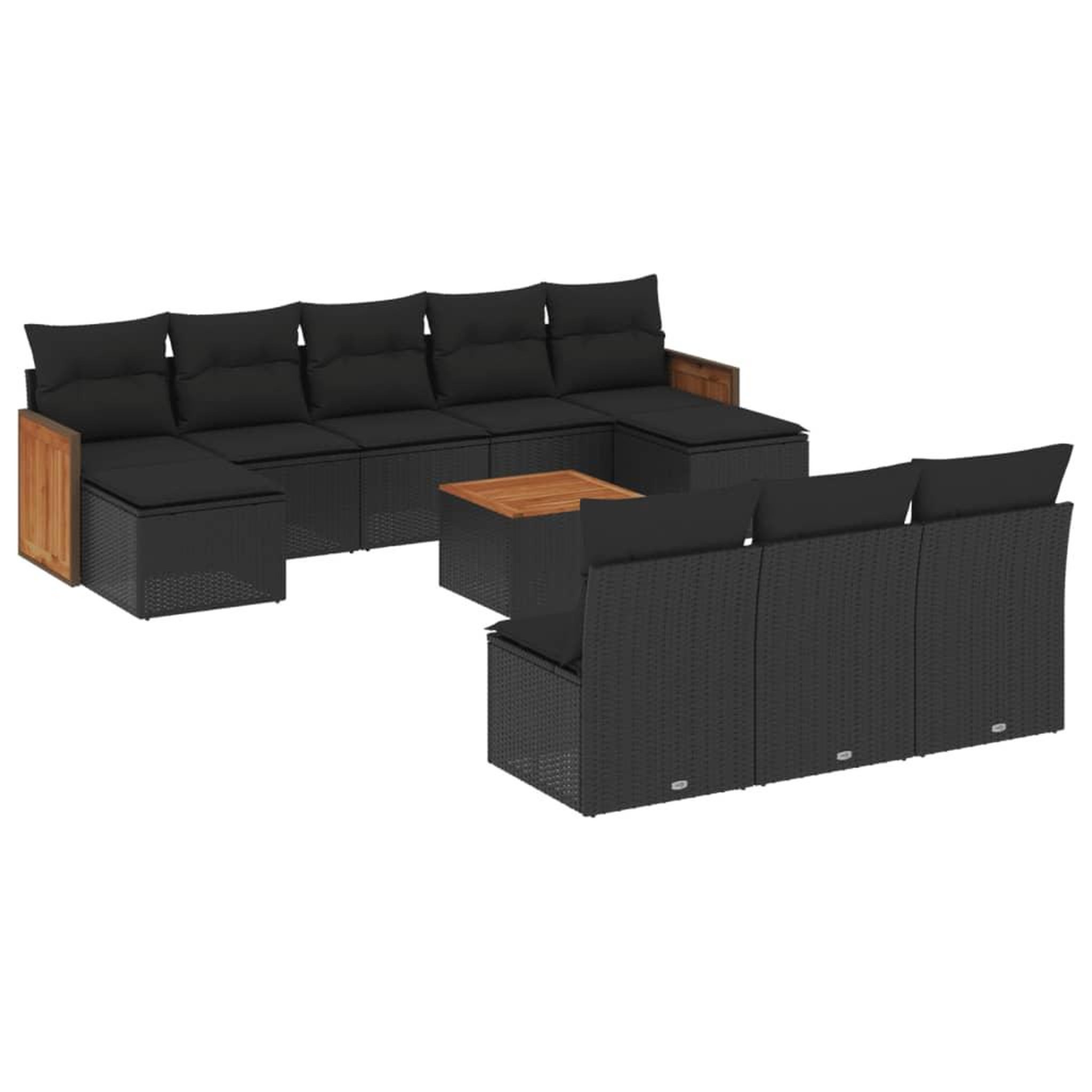 Voir la diapositive 2 : VIDAXL Salon de jardin 11 pcs avec coussins noir resine tressee