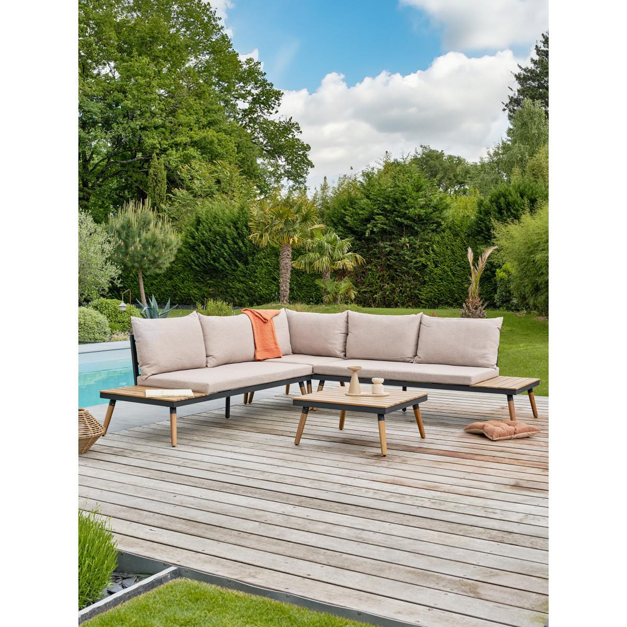Voir la diapositive 2 : Paris Prix Salon d'angle de jardin 5 places  camino  173cm anthracite