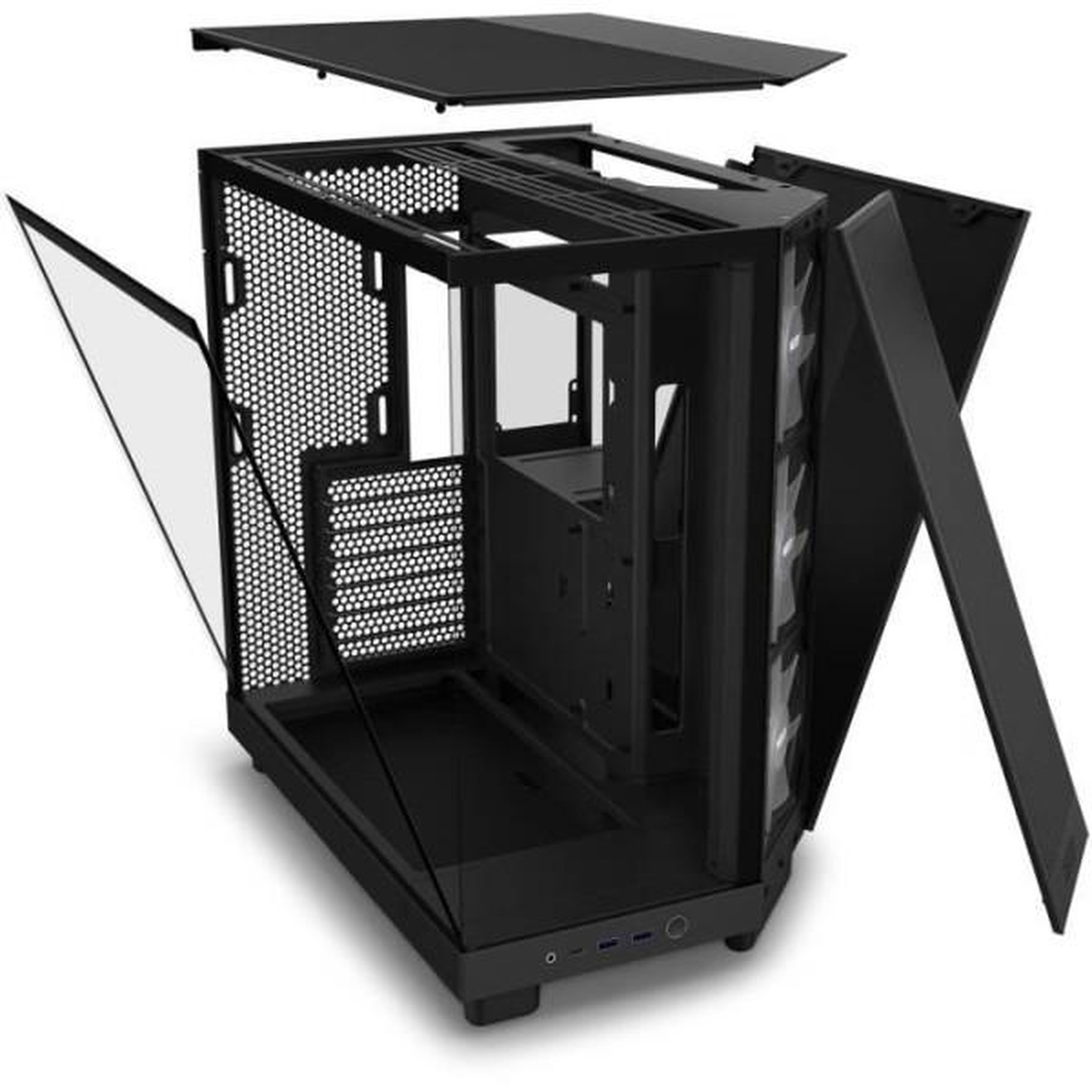 Voir la diapositive 4 : NZXT Boitier moyen-tour - nzxt - h6 flow rgb - double chambre - ventilateurs rgb inclus - noir