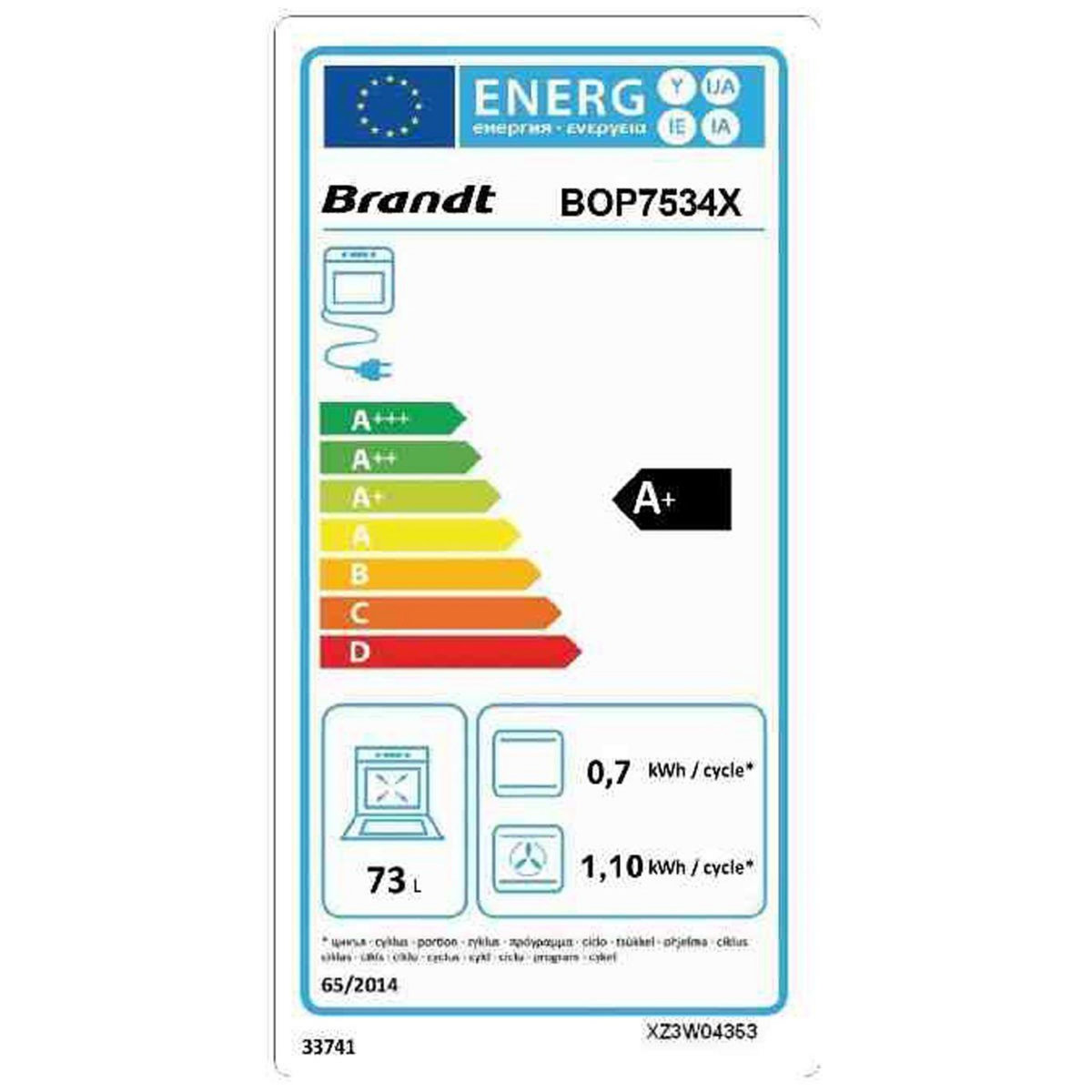 BRANDT Four encastrable BOP7534X