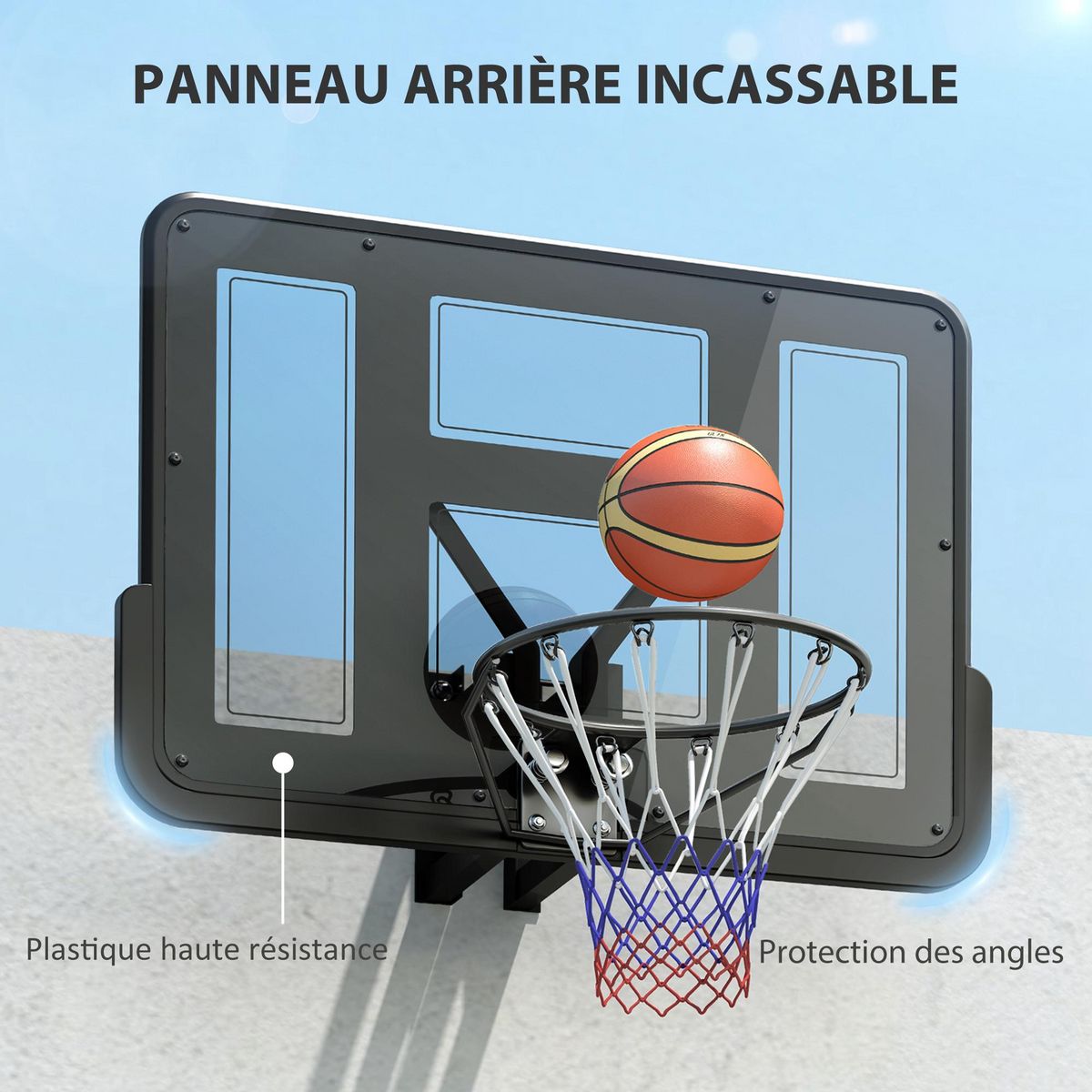 HOMCOM Panier de basket-ball mural - kit fixation murale inclus - acier PVC noir
