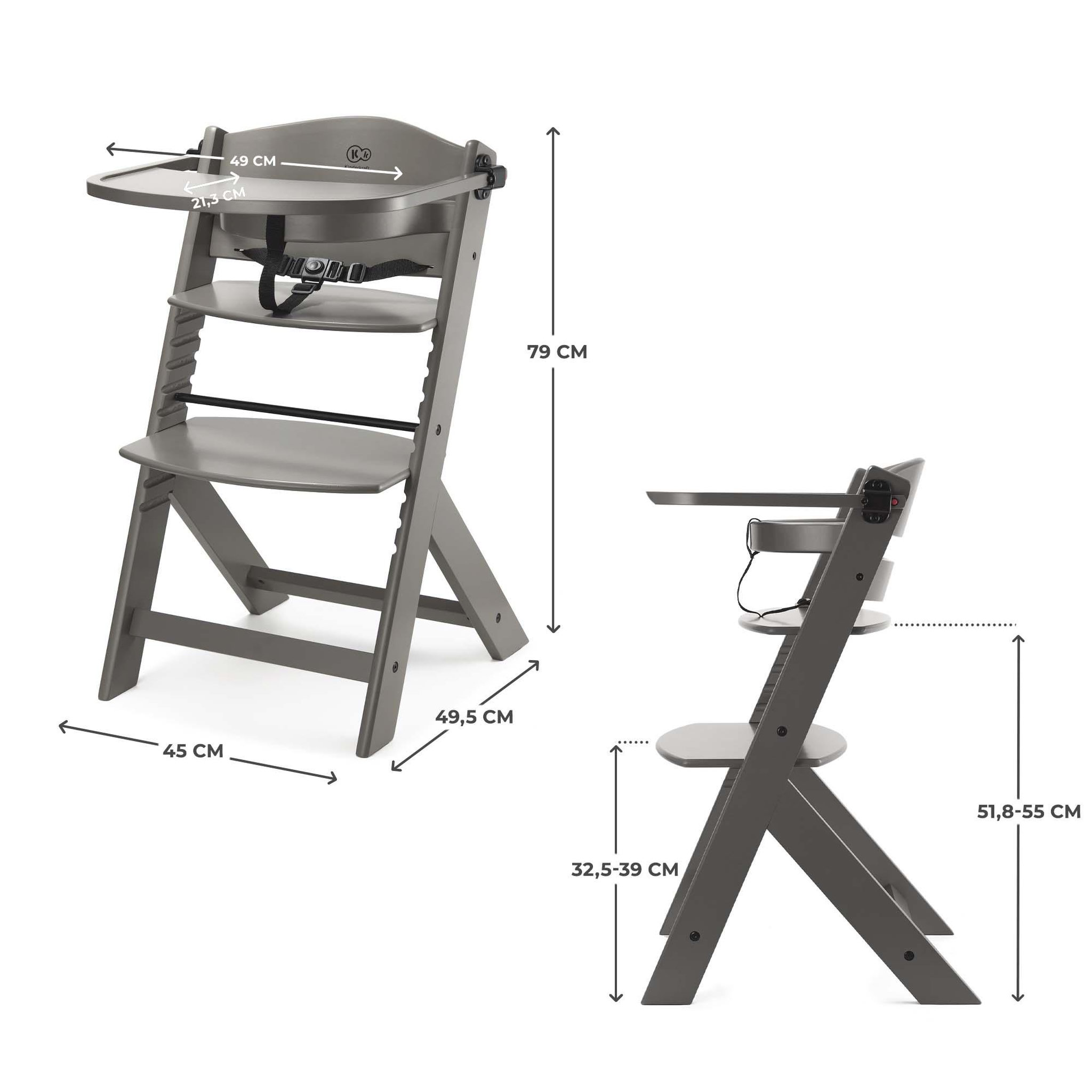 Voir la diapositive 6 : KINDERKRAFT Chaise haute bois 3 en 1 reglable avec harnais