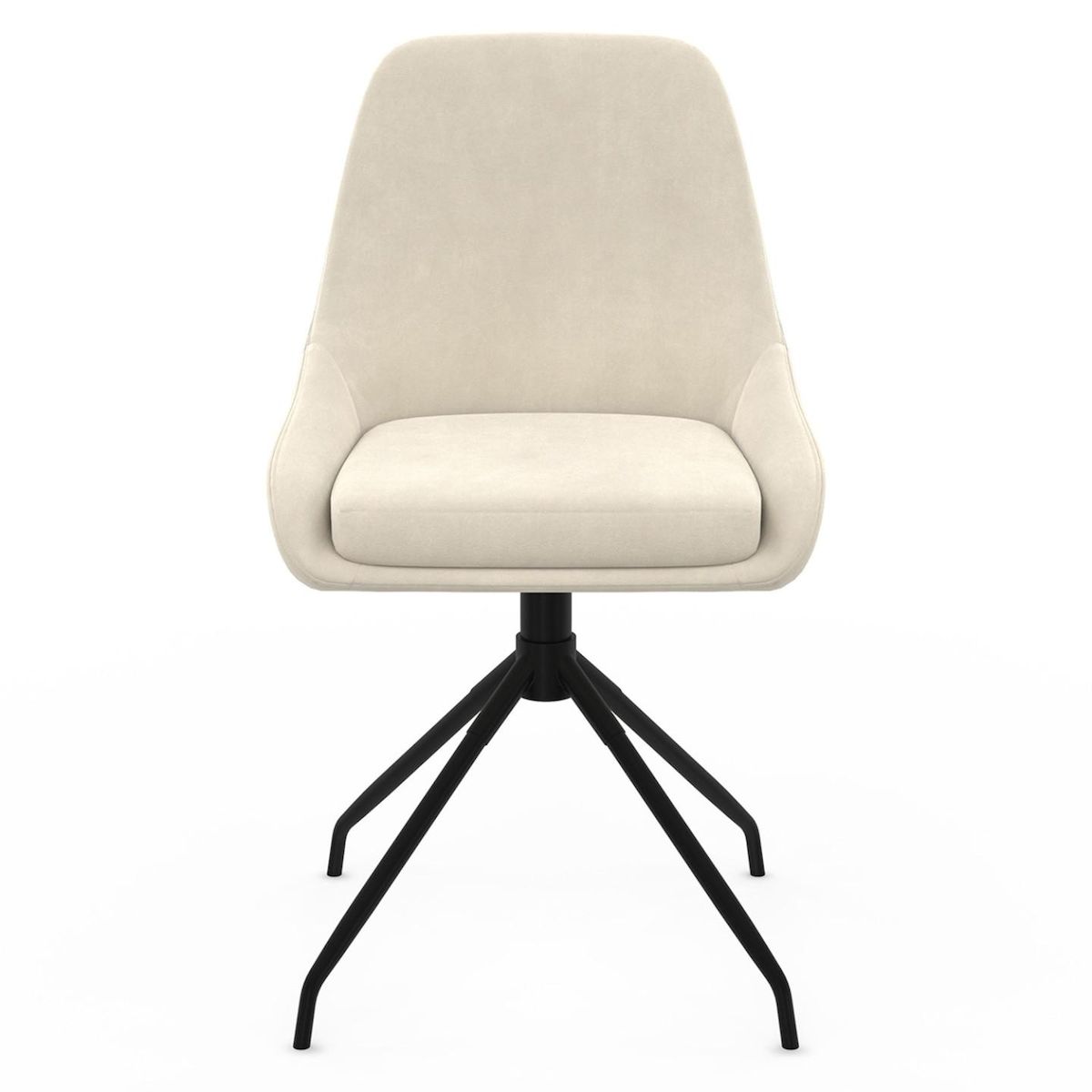 ID MARKET Lot de 4 chaises pivotantes THALYA en velours beige avec accoudoirs