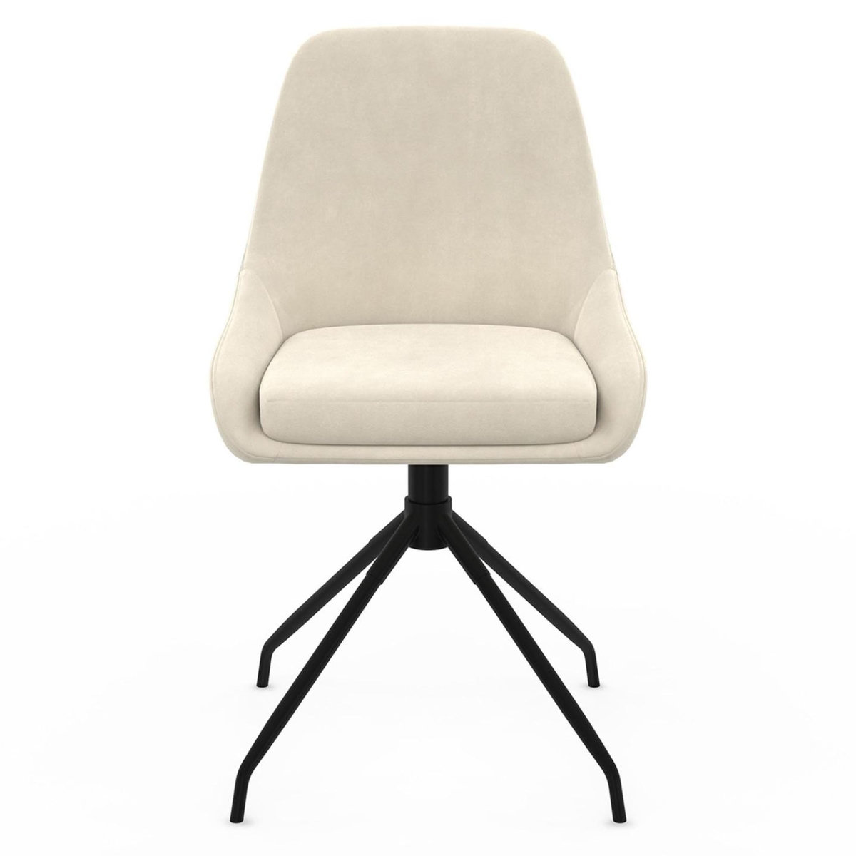 ID MARKET Lot de 4 chaises pivotantes THALYA en velours beige avec accoudoirs