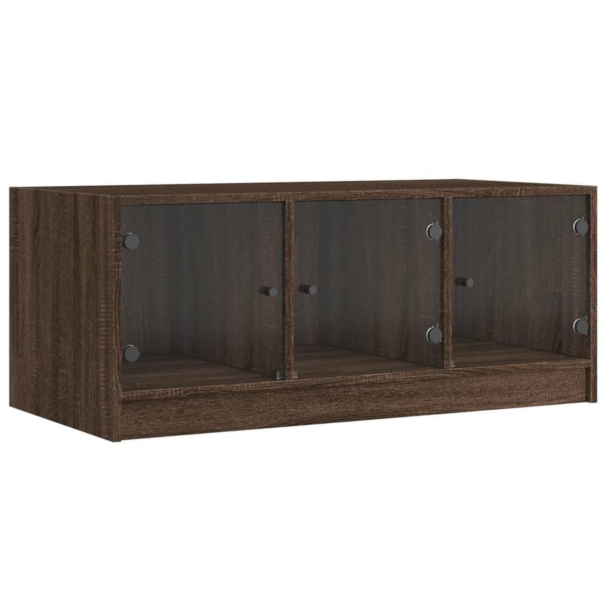 Voir la diapositive 2 : VIDAXL Table basse avec portes en verre chene marron 102x50x42 cm