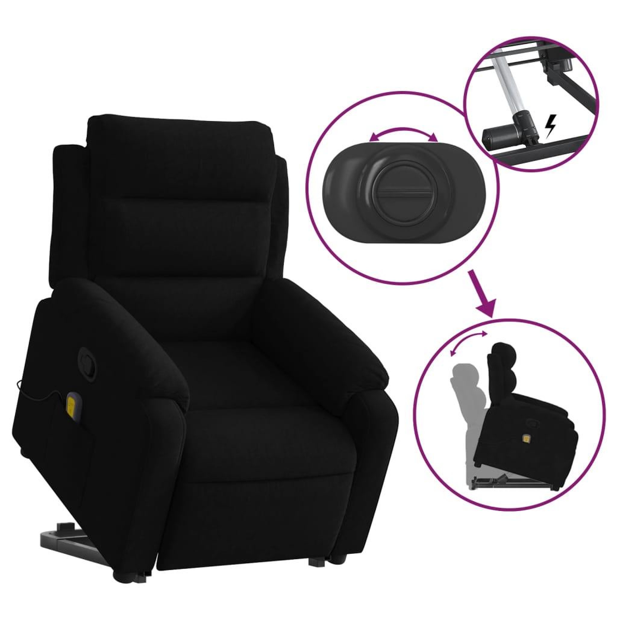 Voir la diapositive 5 : VIDAXL Fauteuil de massage inclinable Noir Velours