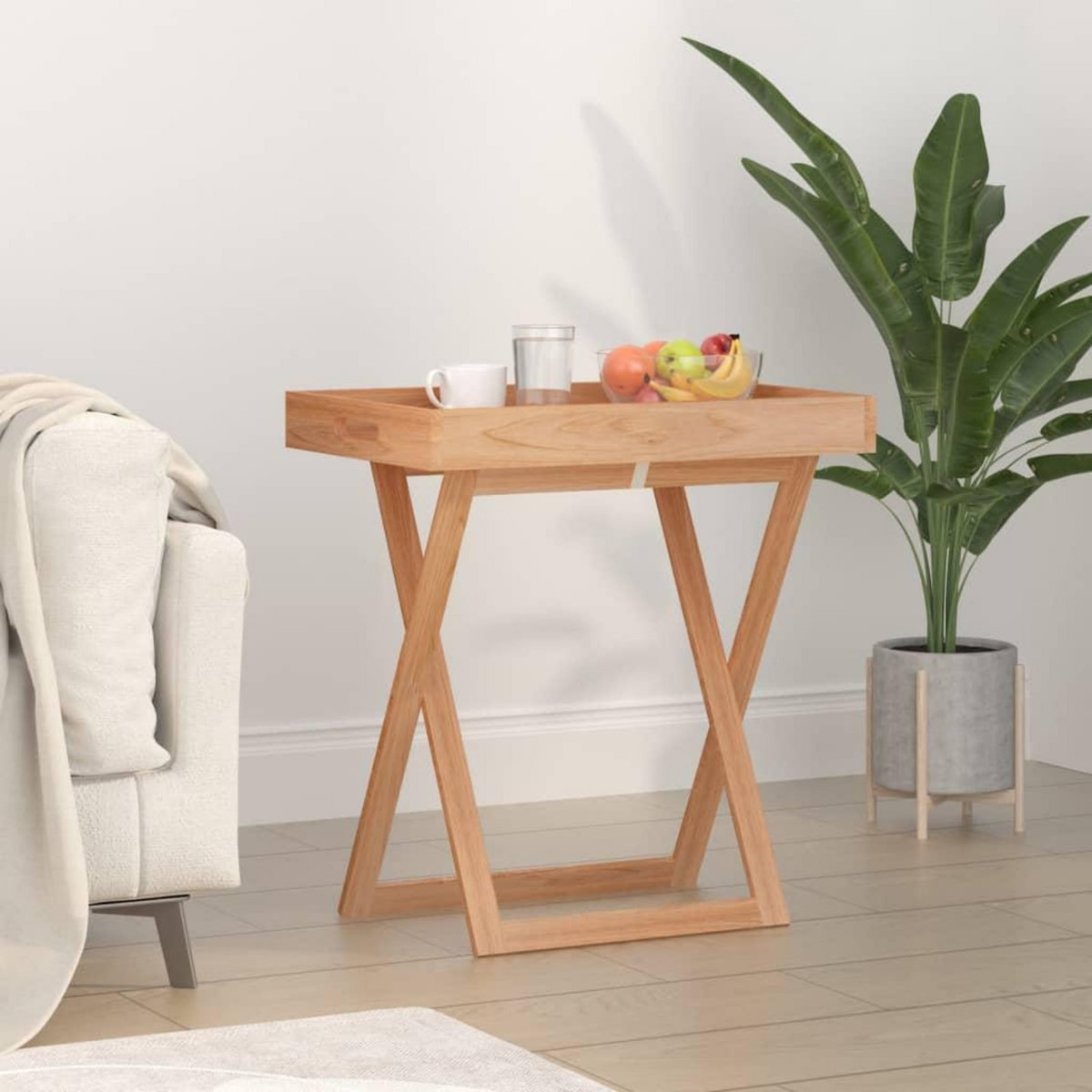 VIDAXL Table a plateau pliante 52x36x56,5 cm Bois massif de noyer
