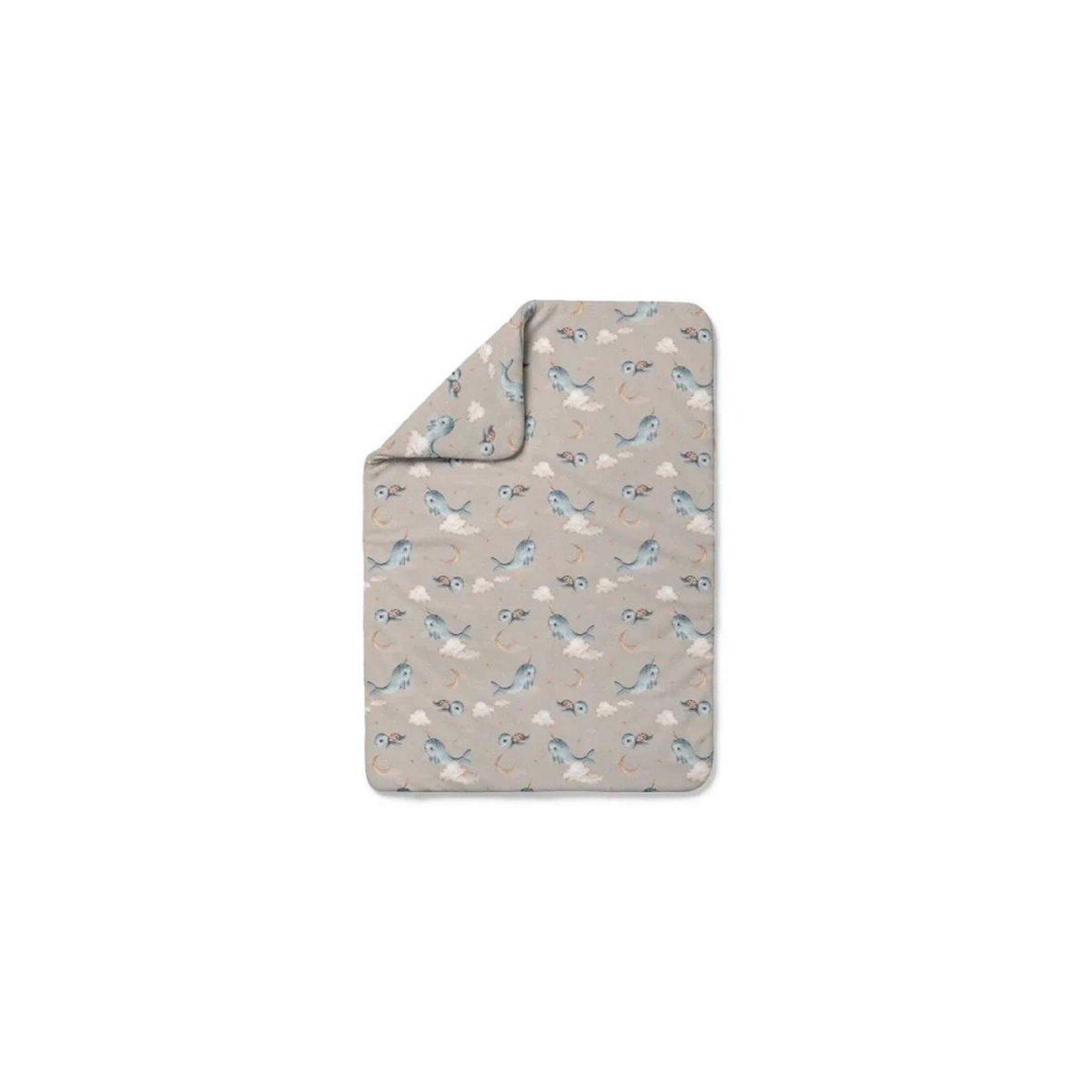 WALDIN Couette bébé 120 × 90 cm - motif baleine, beige foncé