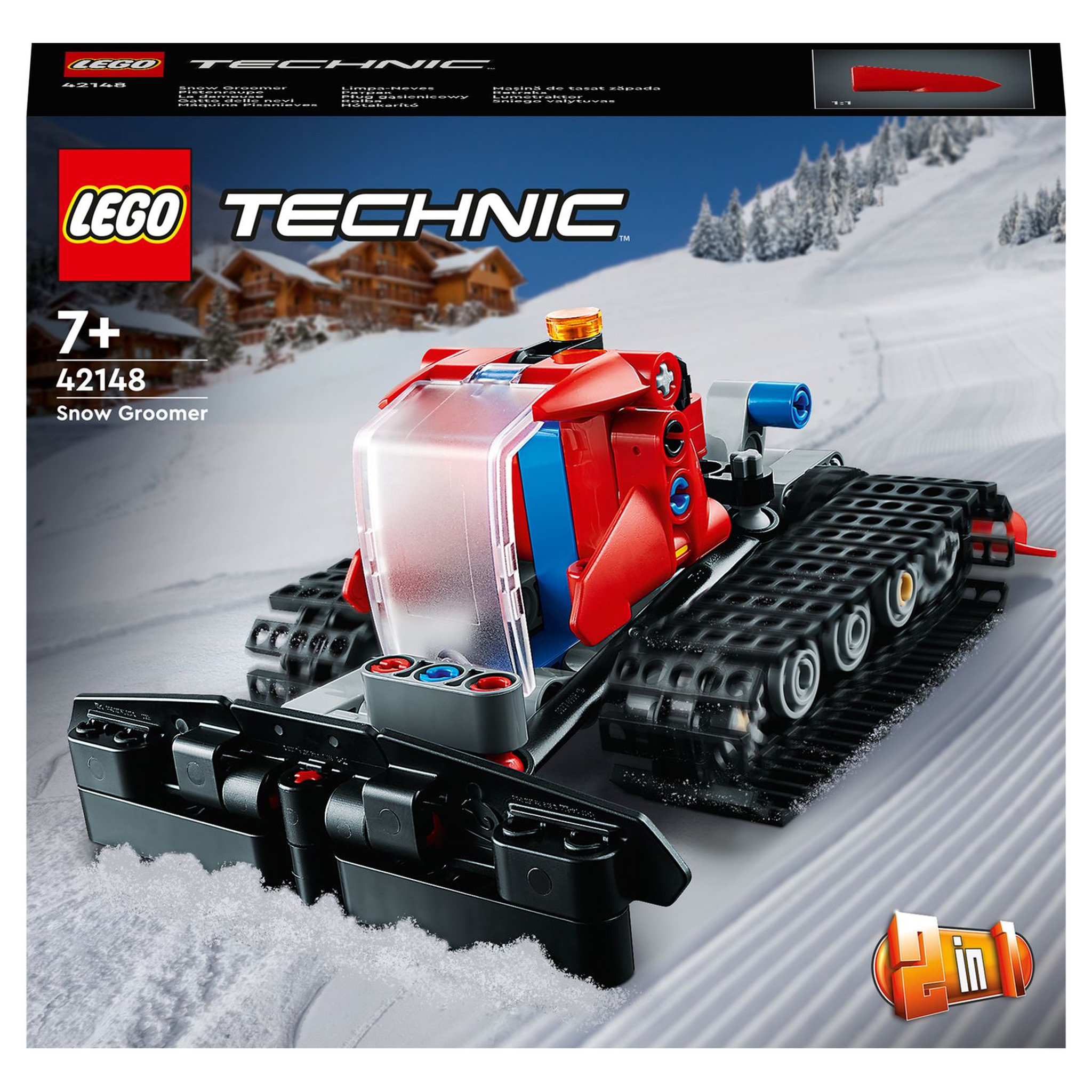 LEGO Technic 42148 La Dameuse, 2-en-1, Jouet de Maquette Véhicule, avec Motoneige Hiver, Jouet Éducatif,