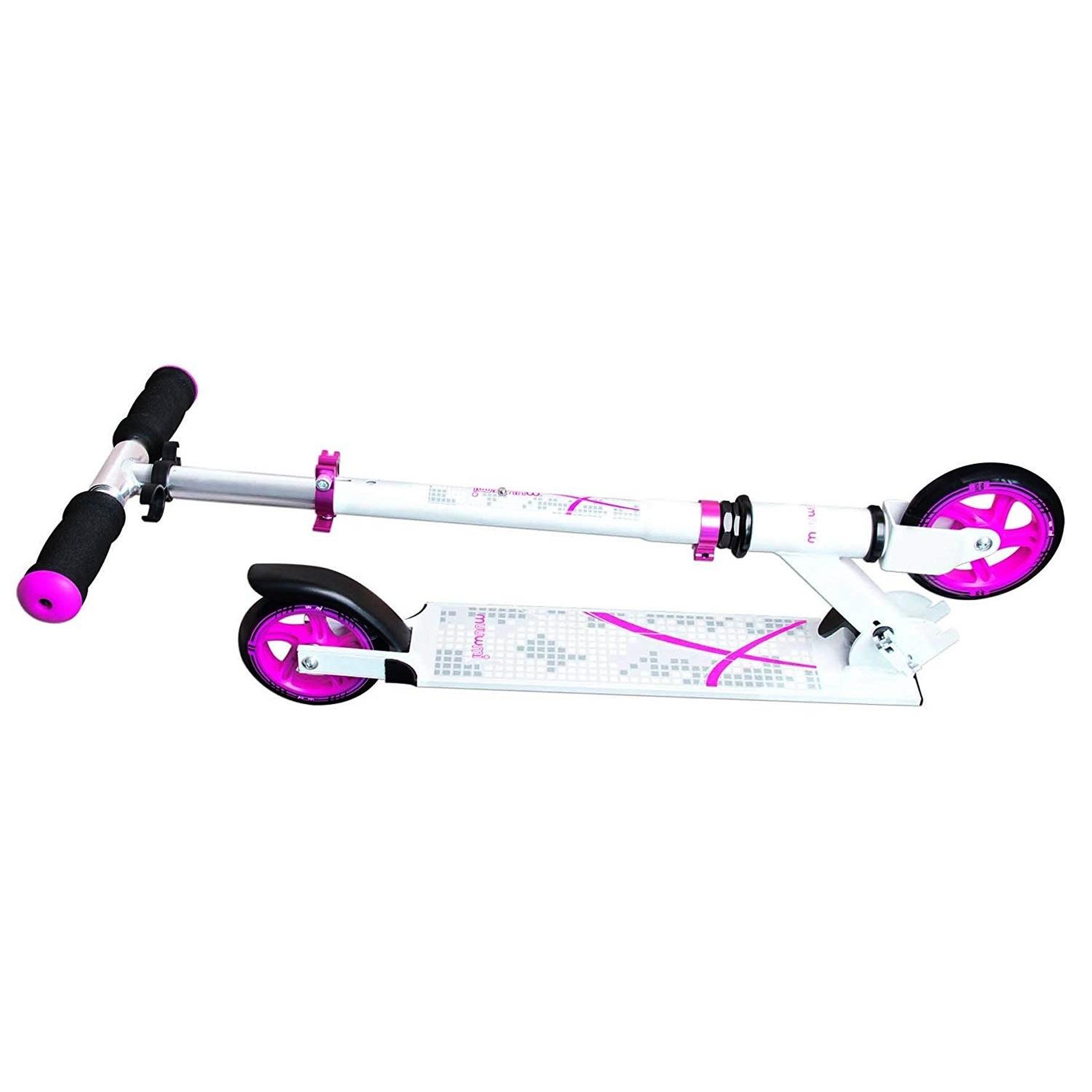 Voir la diapositive 2 : MUUWMI Aluminium Scooter Blanche/Rose 125 mm
