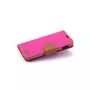 amahousse Housse Galaxy S10e folio tissu rose languette marron aimantée
