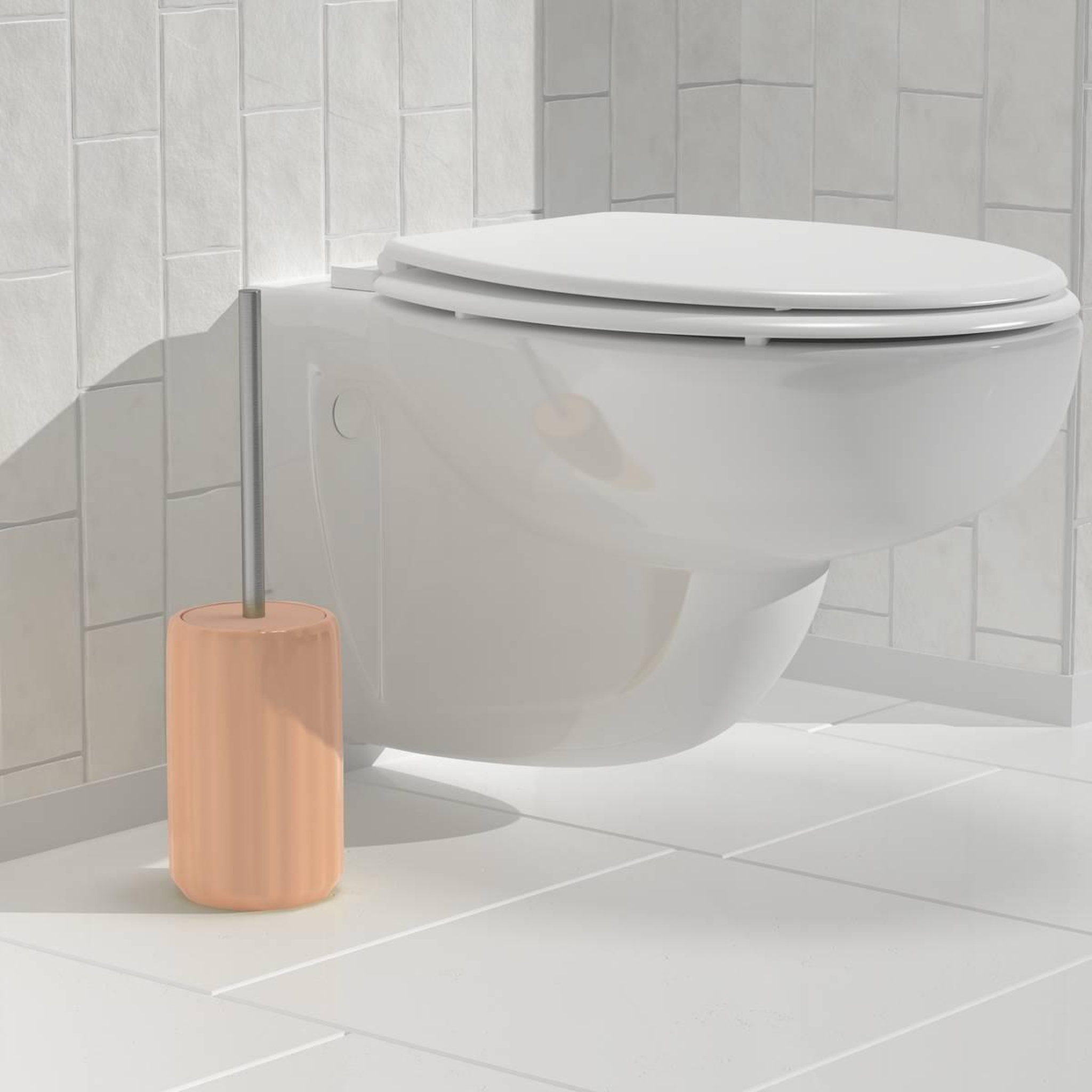 Voir la diapositive 4 : FIVE Brosse wc en grès  suny colorama  40cm rose blush