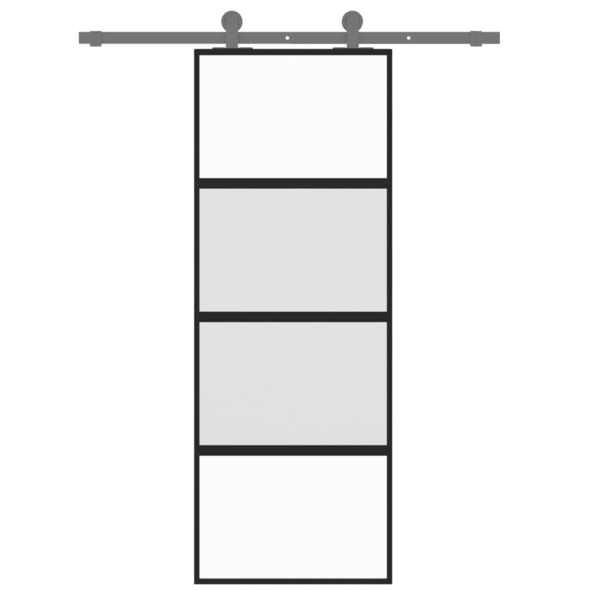 VIDAXL Porte coulissante noir 76x205 cm verre trempe aluminium