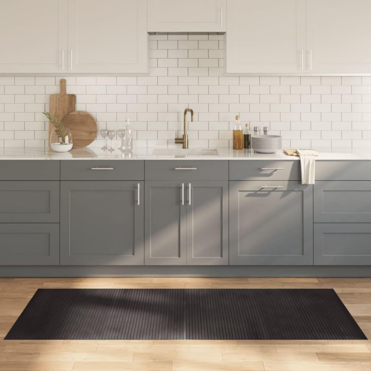 VIDAXL Tapis rectangulaire marron fonce 80x200 cm bambou