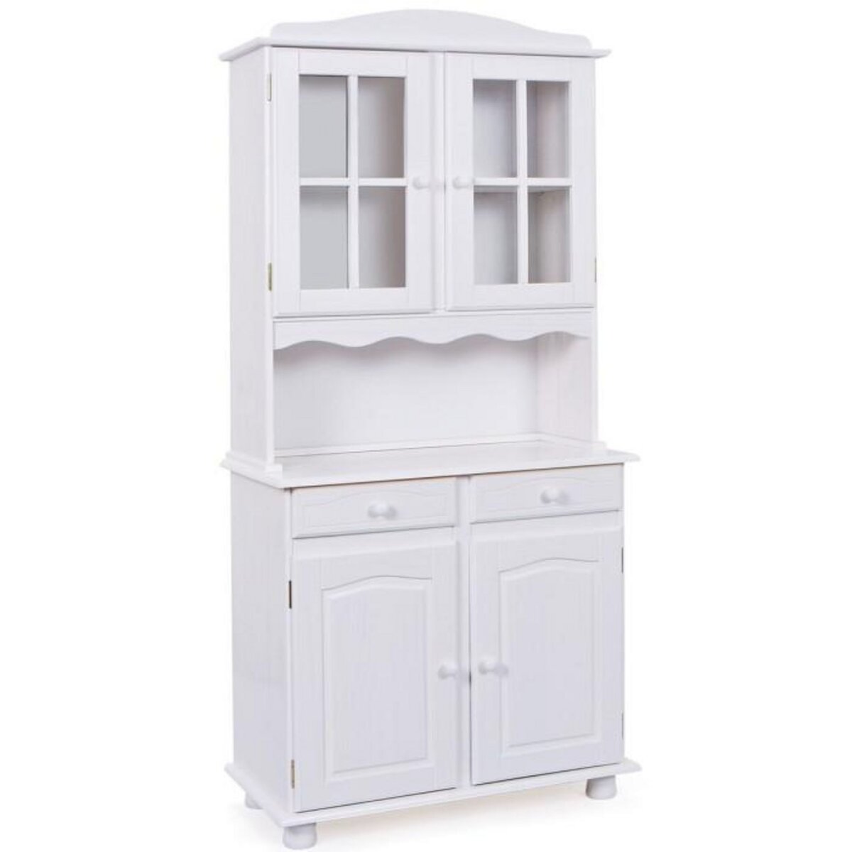 Paris Prix Vaisselier 4 Portes Bois Massif  Alienor  198cm Blanc